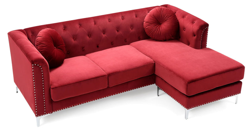 Glory Furniture soft micro suede sofa chaise in beige, stationary sectional with plush cushions and modern design.