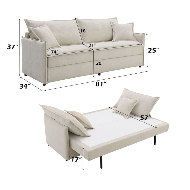 Elisea - Sofa With Sleeper - Beige Fabirc - R&R Furniture Gallery (Fountain Valley, CA)