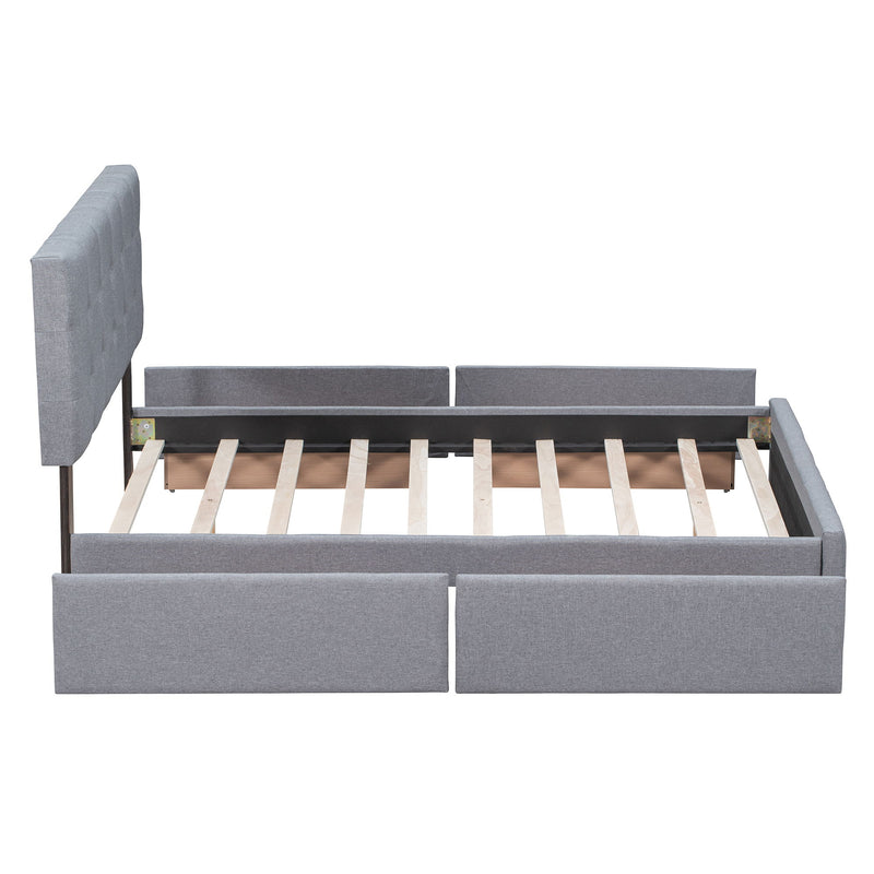 Upholstered Platform Bed With Classic Headboard And Drawers, No Box Spring Needed - R&R Furniture Gallery (Fountain Valley, CA)
