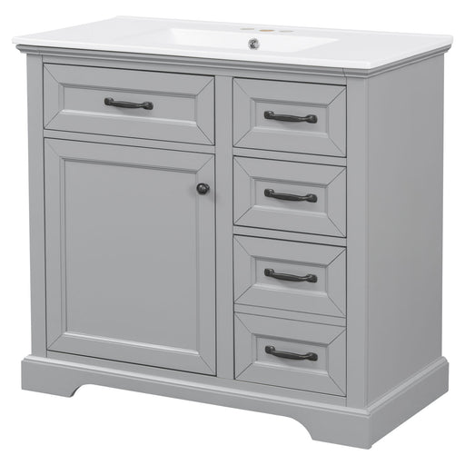 36" Bathroom Vanity With Sink, 2 Tip-Out Drawers, Soft Close Hinges - R&R Furniture Gallery (Fountain Valley, CA)