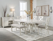 Robbinsdale rectangular dining room extension table set with six chairs, from Signature Design by Ashley®, 7-piece dining furniture.