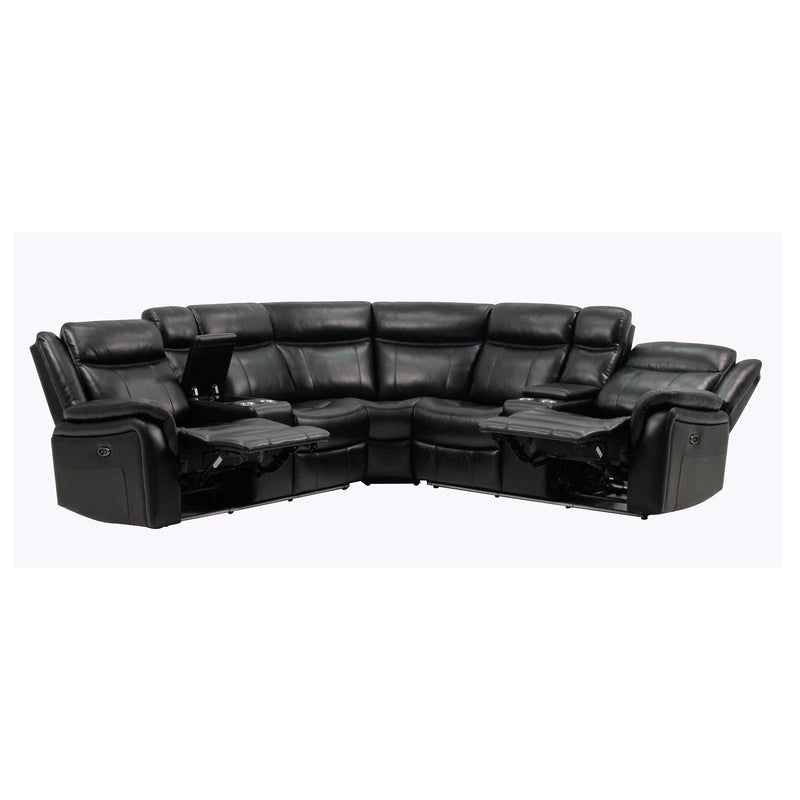 Jupiter - Leather Sectional - Black - R&R Furniture Gallery (Fountain Valley, CA)