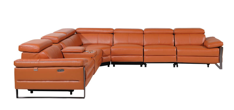 1246 - 7-Piece L-Shaped Modular Power Reclining Sectional With 4 Power Recliners And Power Headrests
