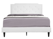 Elegant upholstered button-tufted bed by Glory Furniture, showcasing a cozy, stylish design in a neutral fabric for comfortable bedroom decor.