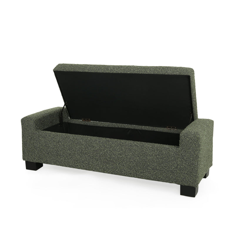 Noble House textured fabric ottoman bench with hinged lid, versatile seating and storage solution in a modern home interior.