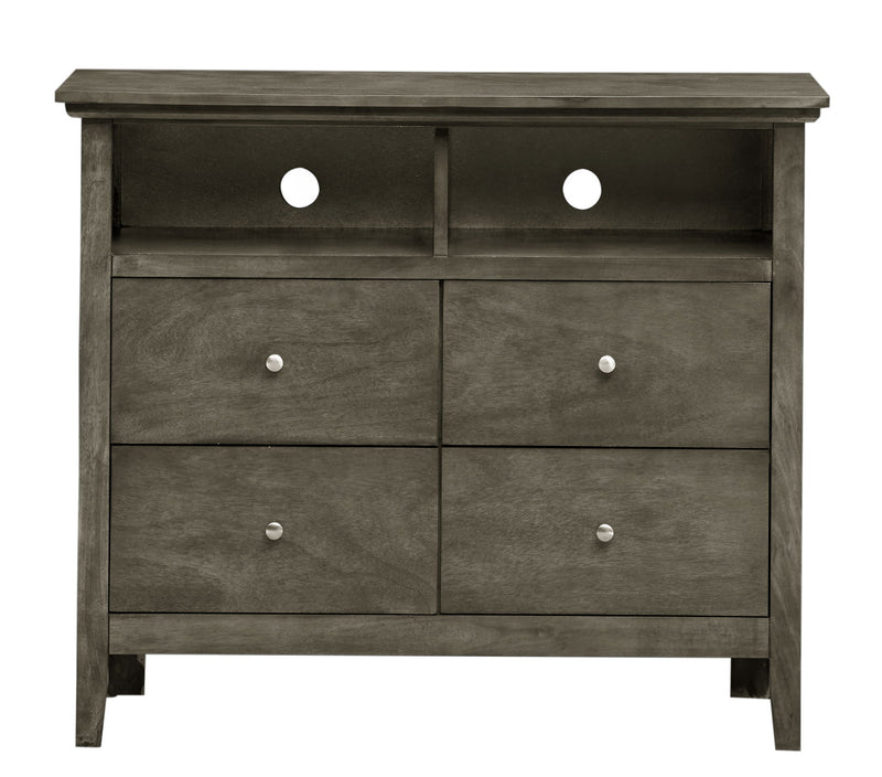 Glory Furniture Hammond media chest with storage, featuring a charming wooden finish and multiple drawers for media organization.