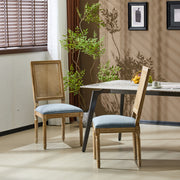 French Country Dining Chair With Rectangular Cane Backrest And Smooth Upholstered Seating - R&R Furniture Gallery (Fountain Valley, CA)