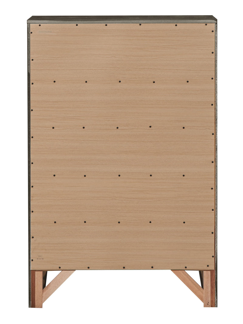 Glory Furniture Marilla Accent Chest with wooden finish, featuring ornate drawer handles and a spacious top surface.