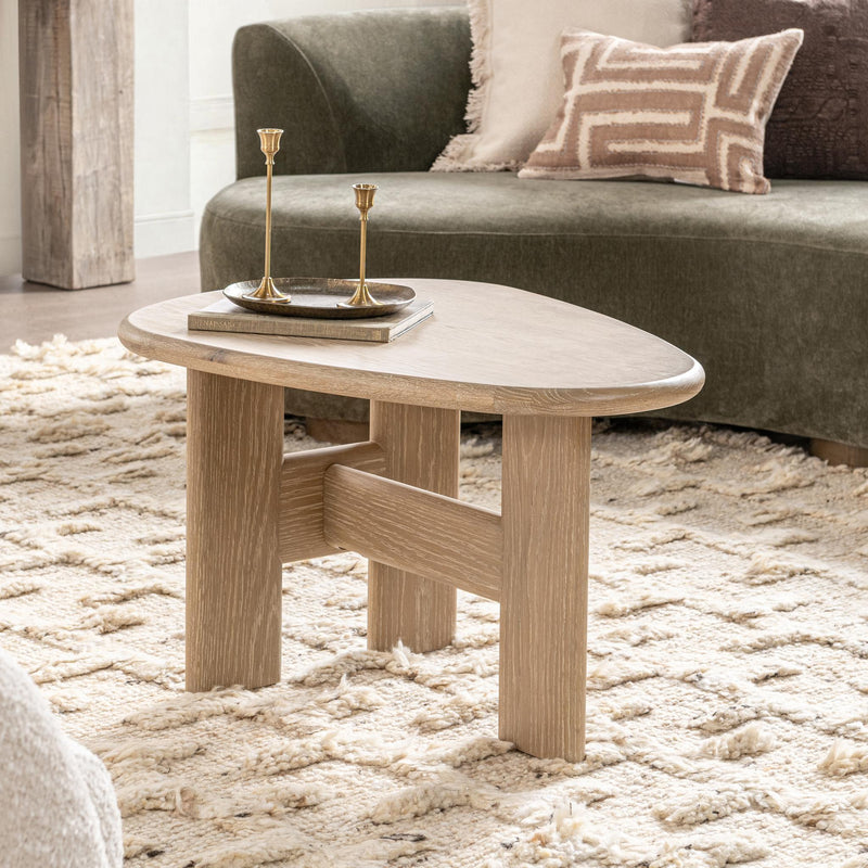 Classic Home Langford coffee table with wooden top and metal legs, modern design, suitable for living room decor.