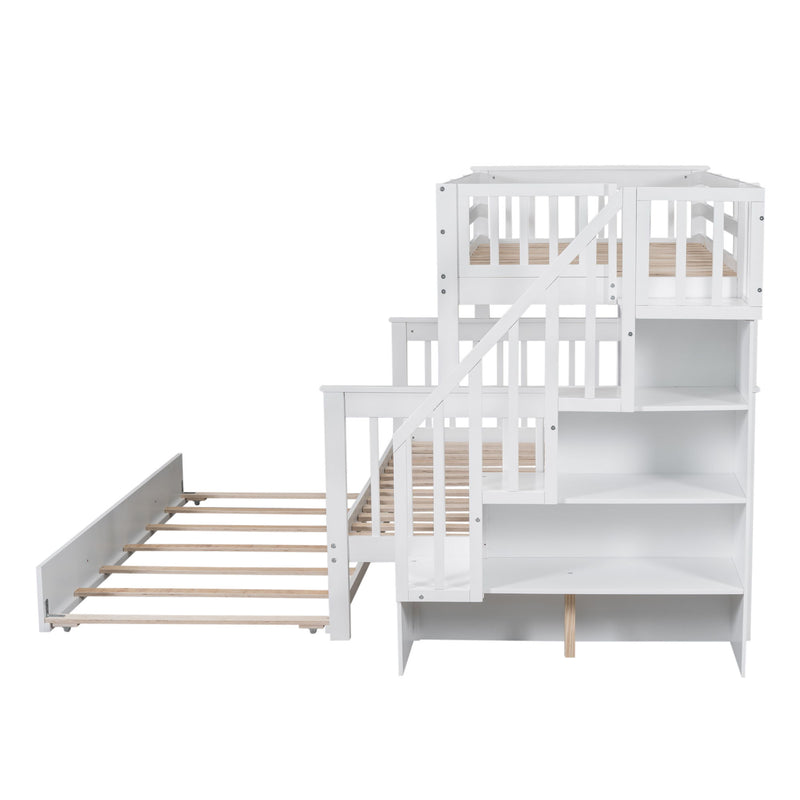 Bunk Bed With Twin Size Trundle, Storage And Guard Rail For Bedroom - R&R Furniture Gallery (Fountain Valley, CA)