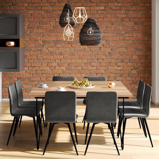 Simpli-Home Hunter square tabletop dining table with wooden finish, ideal for modern dining room settings.