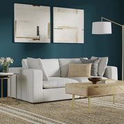 Handcrafted Jasmine stationary sofa by Simpli-Home featuring plush cushions and elegant fabric upholstery in a modern living room setting.
