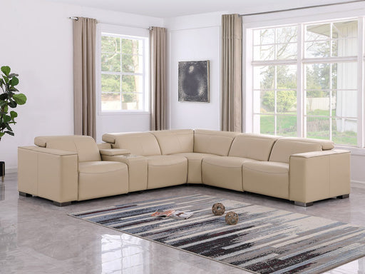 1208 - 6-Piece L-Shaped Leather Reclining Sectional With 3 Power Recliners - R&R Furniture Gallery (Fountain Valley, CA)