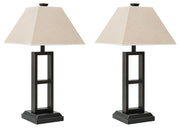 Pair of Signature Design by Ashley Deidra table lamps with fabric shades and sleek bases, perfect for living room or bedside lighting.