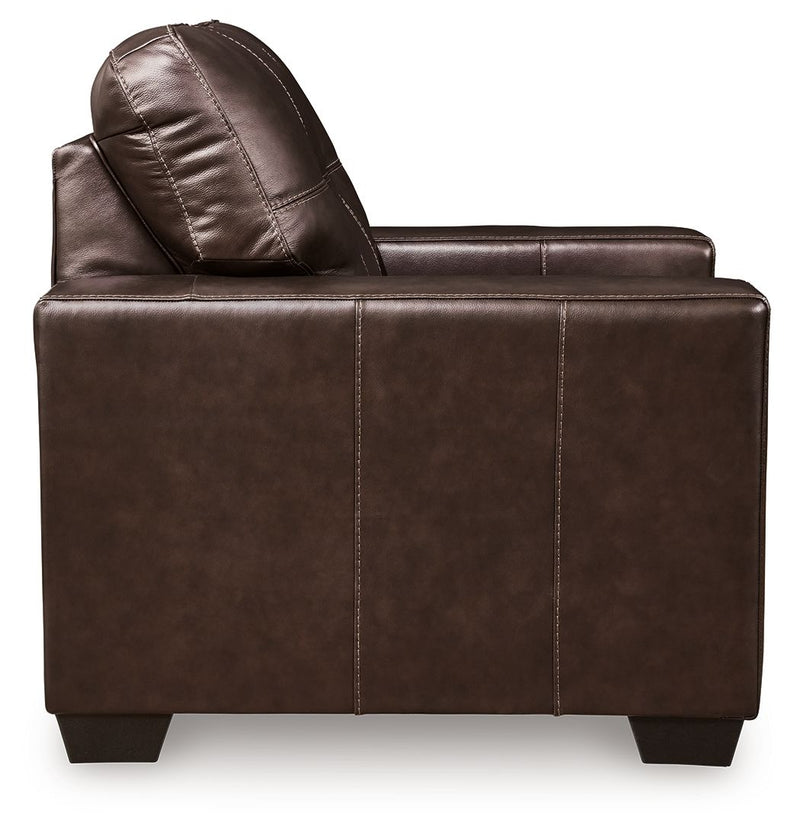 Signature Design by Ashley Santorine living room set with stationary chair and ottoman in cozy, modern upholstery