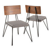 Lumi Source Loft Mid-Century Modern chair set with black, gray, and walnut finish, featuring sleek wooden legs and comfortable seat.