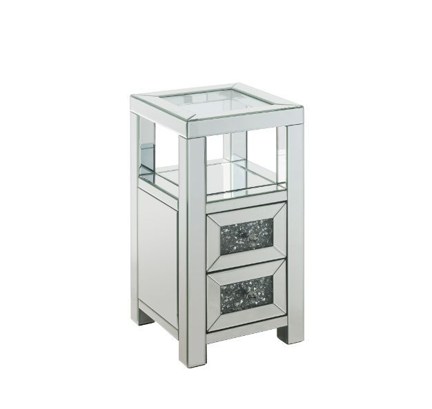 Noralie - 24" Accent Table - Clear Glass, Mirrored & Faux Diamonds - R&R Furniture Gallery (Fountain Valley, CA)