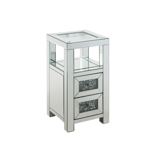 Noralie - 24" Accent Table - Clear Glass, Mirrored & Faux Diamonds - R&R Furniture Gallery (Fountain Valley, CA)