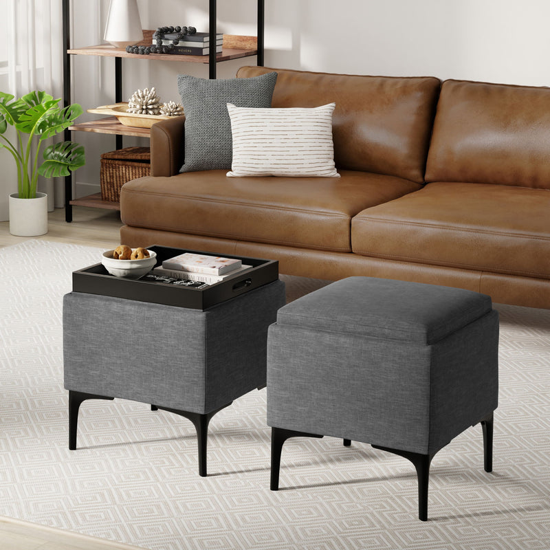 Natasha - Multifunctional Storage Ottoman With Tray - R&R Furniture Gallery (Fountain Valley, CA)