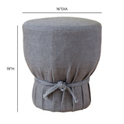 Elsie - Linen Upholstered Pouf - Gray - R&R Furniture Gallery (Fountain Valley, CA)