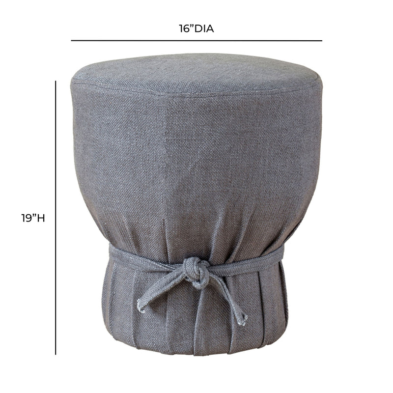 Elsie - Linen Upholstered Pouf - Gray - R&R Furniture Gallery (Fountain Valley, CA)