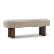 Indoor upholstered dining bench by Noble House featuring a cushioned seat and sturdy wooden legs for comfortable dining seating.