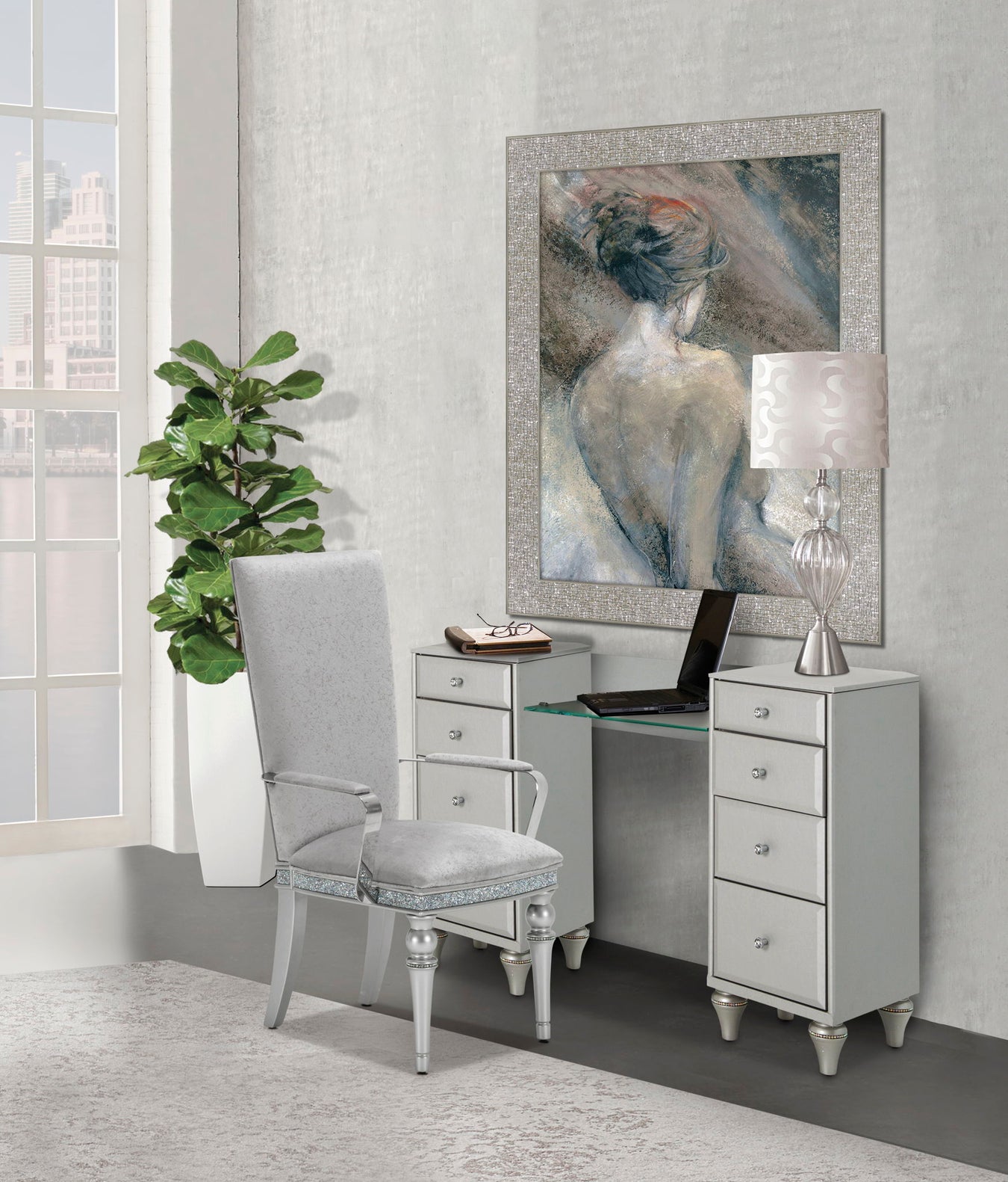 Melrose Plaza - Upholstered Vanity, Mirror - R&R Furniture Gallery (Fountain Valley, CA)