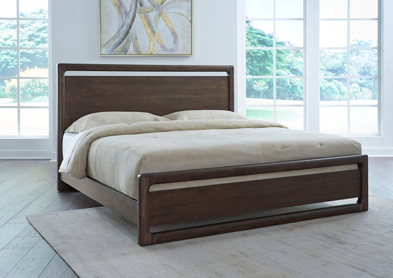 Sol Full-size Acacia Wood Platform Bed in Brown Spice