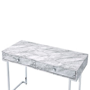 Tigress - Writing Desk - White Printed Faux Marble Top & Chrome - R&R Furniture Gallery (Fountain Valley, CA)