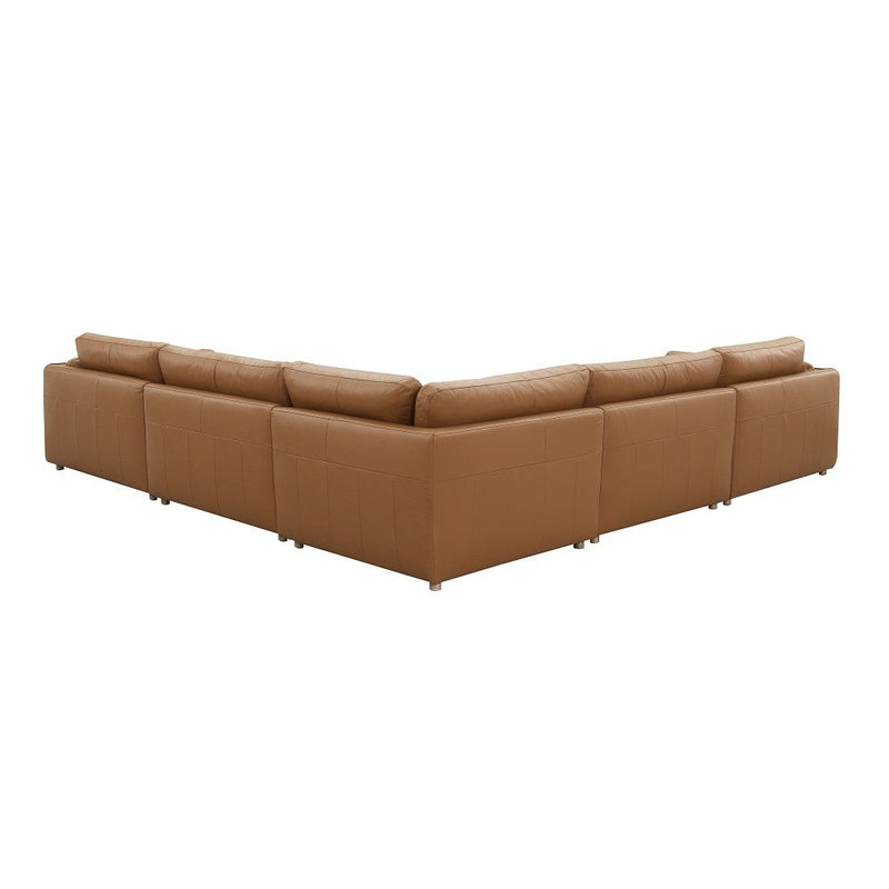 Brighton - Modular Armless Chair - Brown Top Grain Leather - R&R Furniture Gallery (Fountain Valley, CA)
