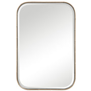 Gold Malay vanity mirror by Uttermost featuring a sleek, round design with a polished gold frame for elegant bathroom or bedroom decor.