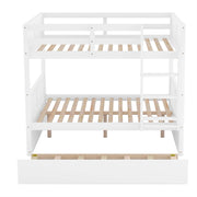 DreamHaus bunk bed with twin size trundle, featuring sturdy wooden frame and space-saving design perfect for kids' bedrooms.