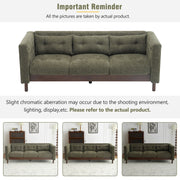 Noble House upholstered modern 3-seater sofa with tufted design, stationary living room couch, beige fabric, and plush seating.