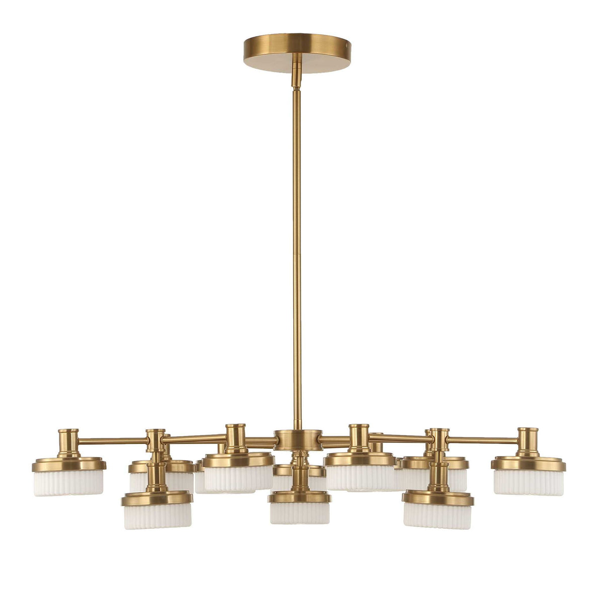 Wedge - 12 Light LED Brass Chandelier - White / Gold