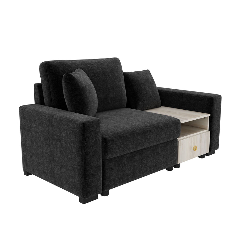 Noble House modular sofa with storage armrest and center console, featuring plush cushions and a modern stationary design.