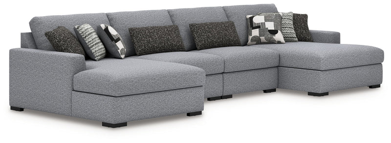 Benchcraft Bealton stationary sectional sofa with plush fabric, multiple seating sections, and modern design in a living room setting.