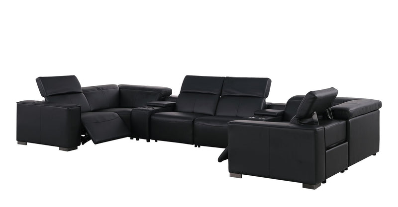 1208 - 8 Piece Modular Leather Sectional With 2 Power Recliners & Power Headrests