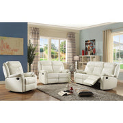 Contemporary three seater reclining sofa by Glory Furniture with plush cushions and modern design, shown in a living room setting.