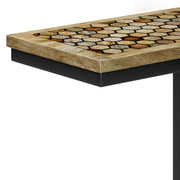 Simpli-Home Davisville C Side Table in natural wood finish, chair-side design with smooth surface and modern style.