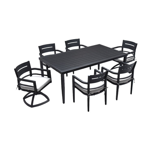 Outdoor Modern Dining Set, Chairs Sunbrella Cushioned And Dining Table With Umbrella Hole - R&R Furniture Gallery (Fountain Valley, CA)