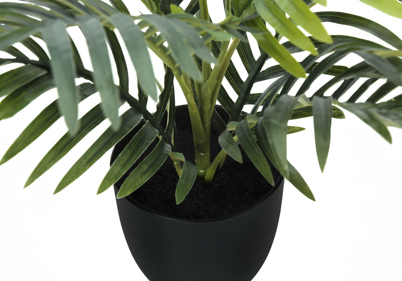 20" Tall, Artificial Plant, Palm, Indoor, Faux, Fake, Table, Greenery, Potted, Real Touch, Decorative - Green / Black - R&R Furniture Gallery (Fountain Valley, CA)