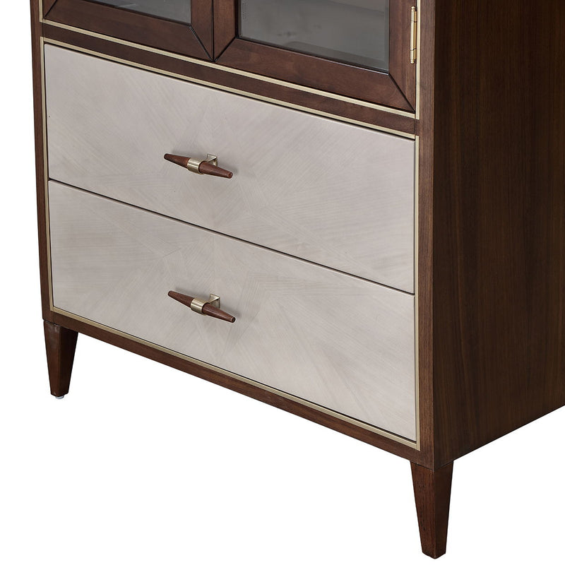 Houston - Display Cabinet - Walnut - R&R Furniture Gallery (Fountain Valley, CA)