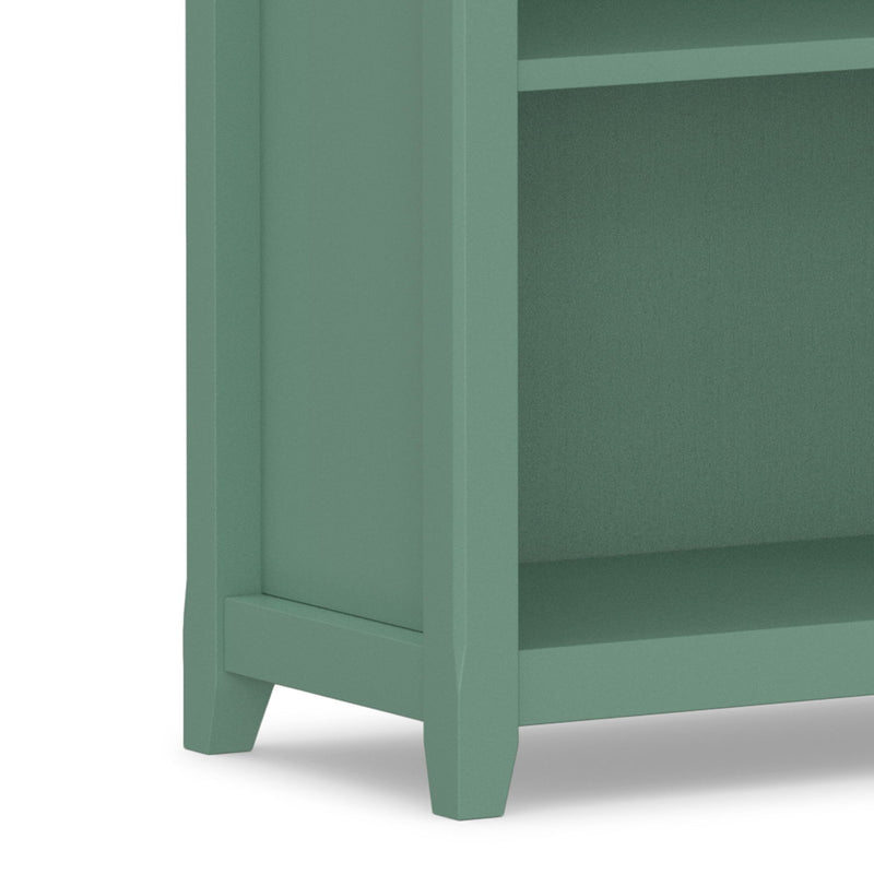 Handcrafted Amherst 5 Shelf Bookcase by Simpli-Home showing wooden shelves and sturdy frame in a home office setting