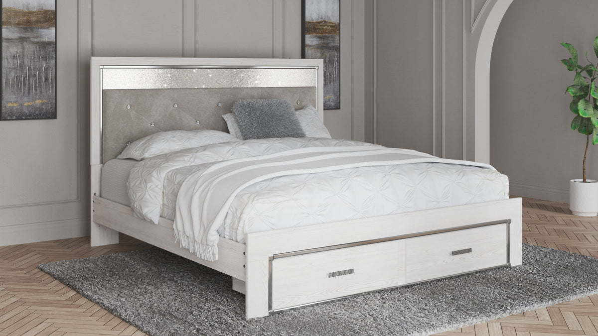 Altyra - King Upholstered Storage Bed - White - R&R Furniture Gallery (Fountain Valley, CA)