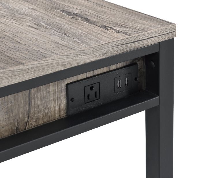 Disho - Writing Desk With USB - Light Weathered Oak & Black - R&R Furniture Gallery (Fountain Valley, CA)