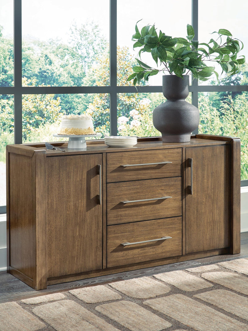 Benchcraft Marxmore brown dining room server with ample storage and elegant design, perfect for serving and organizing in the dining area.