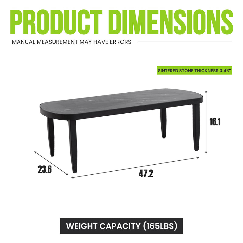Life Outside outdoor coffee table with rounded corners, stylish and durable for patio or garden seating areas.