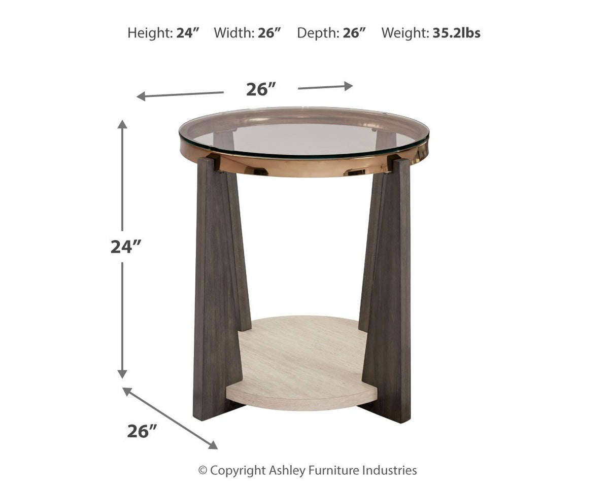 Frazwa - Round End Table - Multi - R&R Furniture Gallery (Fountain Valley, CA)