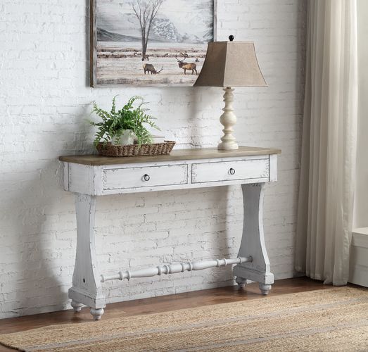 Carminda - Console Table - Antique White - R&R Furniture Gallery (Fountain Valley, CA)