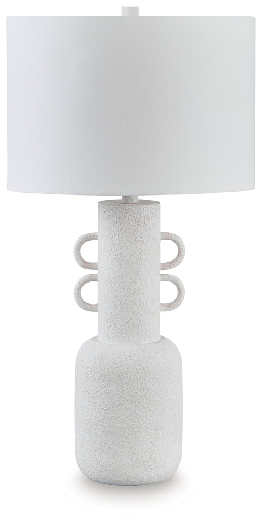 Perringhill - Metal Table Lamp - Distressed White - R&R Furniture Gallery (Fountain Valley, CA)